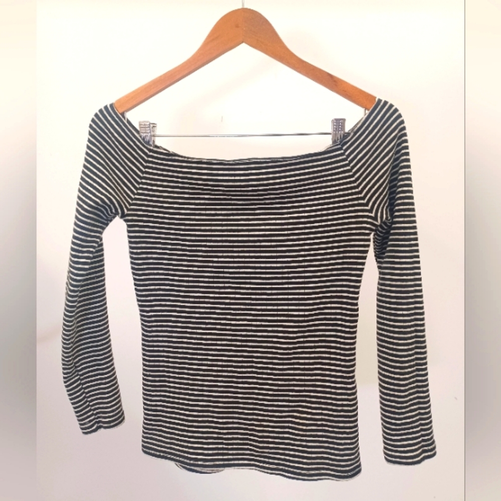 American apparel boat neck shirt, size medium, black and white stripe